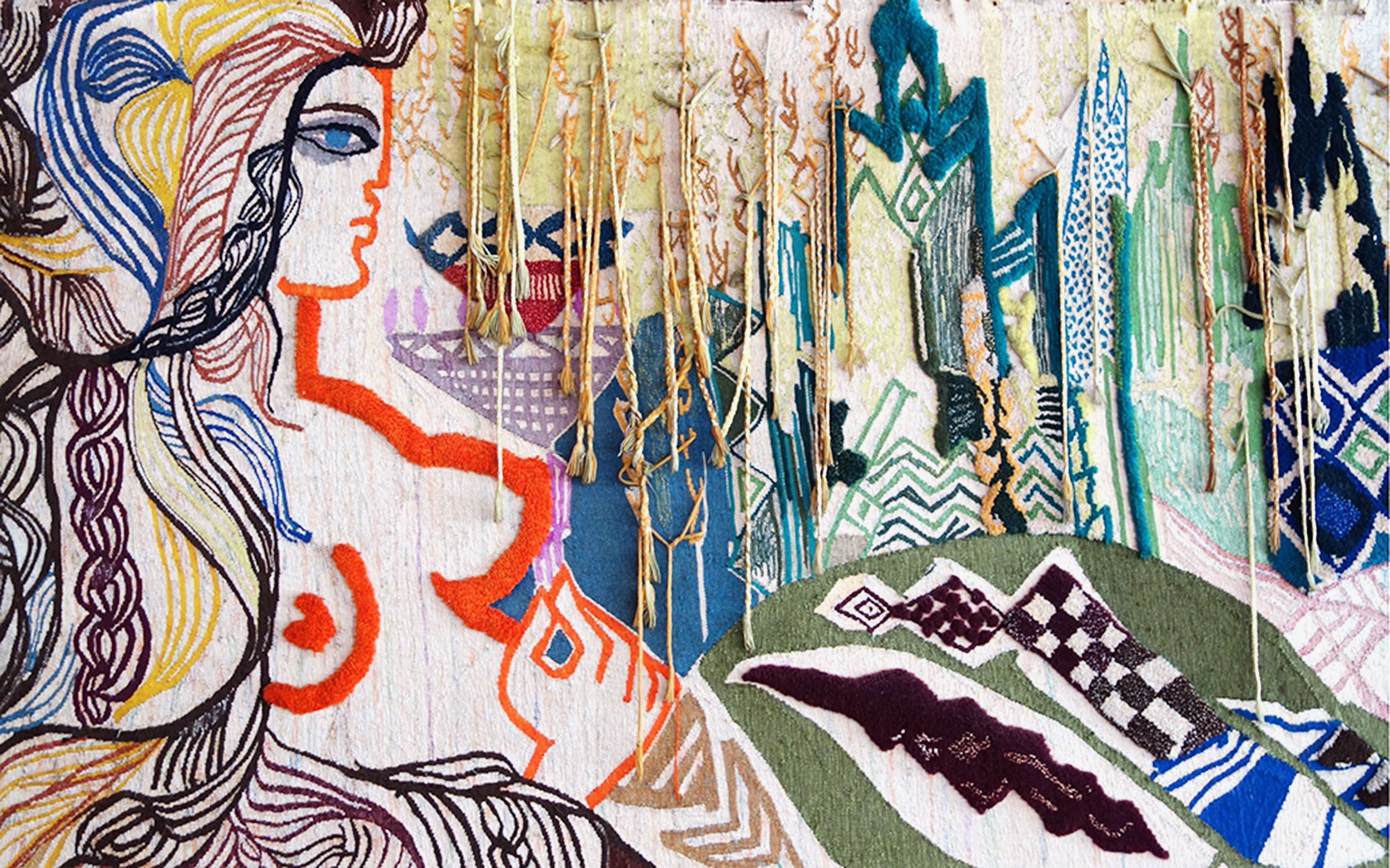 Safia Farhat, Vacances à Hammamet tapestry (detail), Hôtel Bel Azur, Hammamet, Tunisia, 1972.